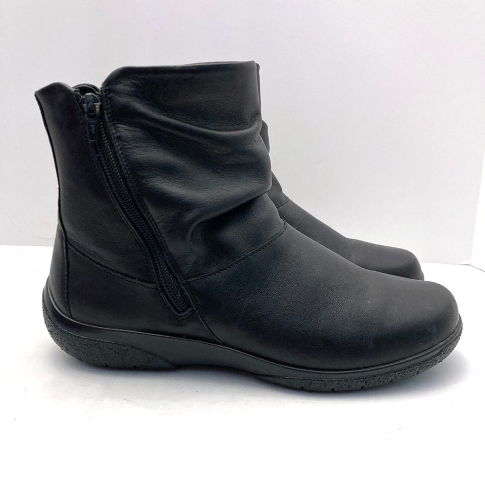 Hotter Whisper Slouch Ankle Boots Black Leather EXTRA WIDE US Womens 9 EU 41 UK7